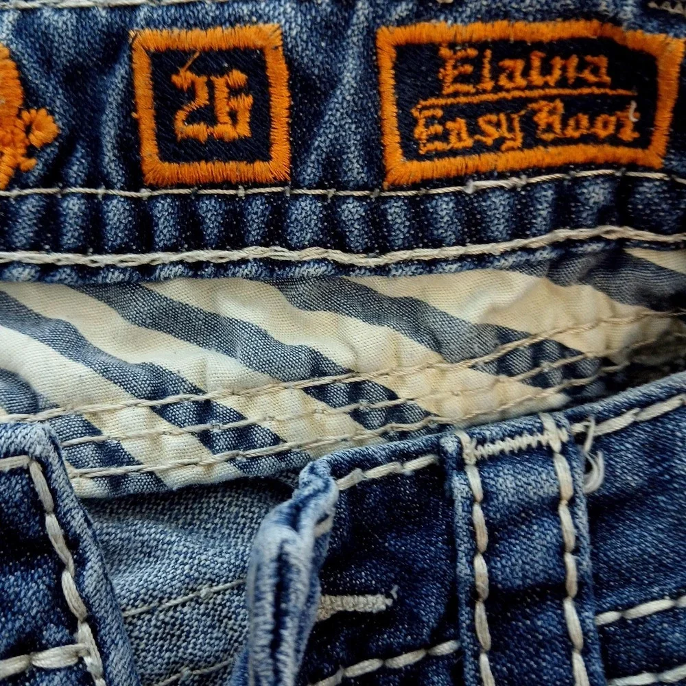 Rock Revival Jeans‎ Womens 26 Blue Elaina Easy Boot Bootcut Flap Pockets Bling